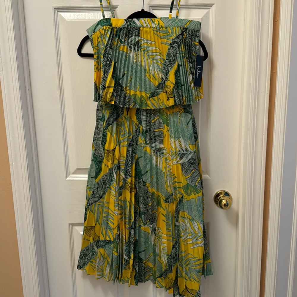 Lulu's Yellow and Green Tropical Midi Dress